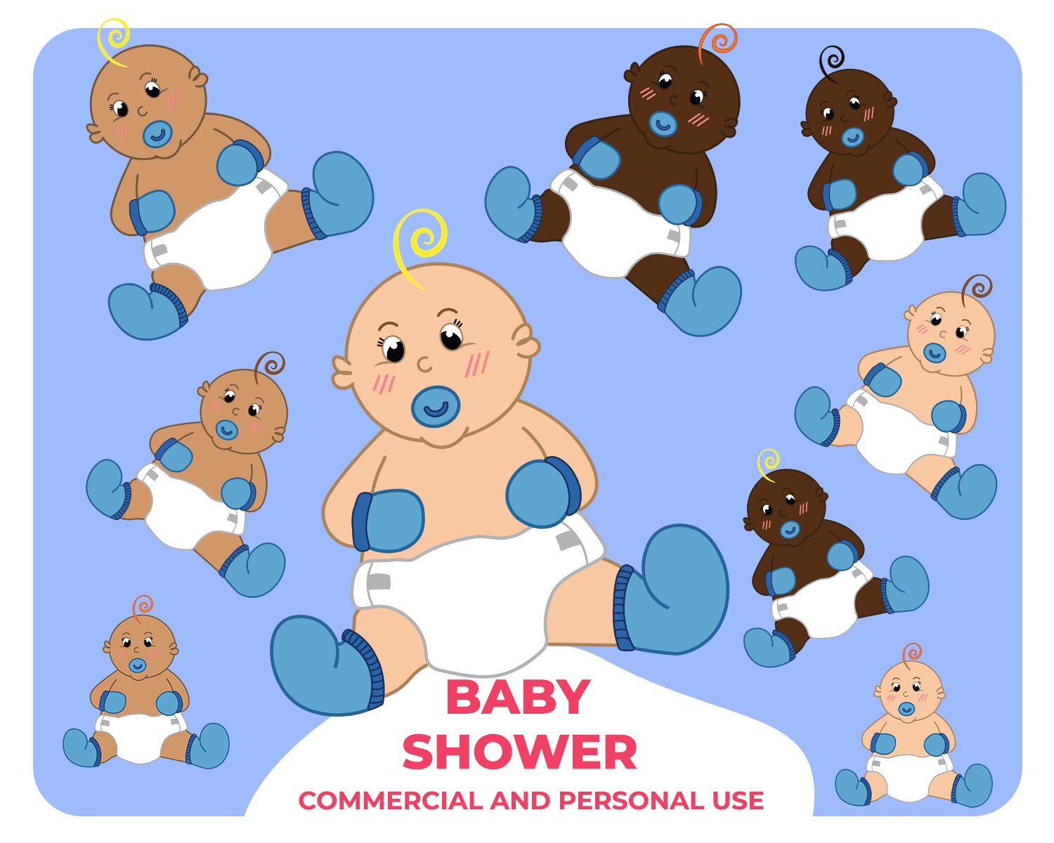 Baby Shower Boy Clipart African American Toddler Digital Etsy UK