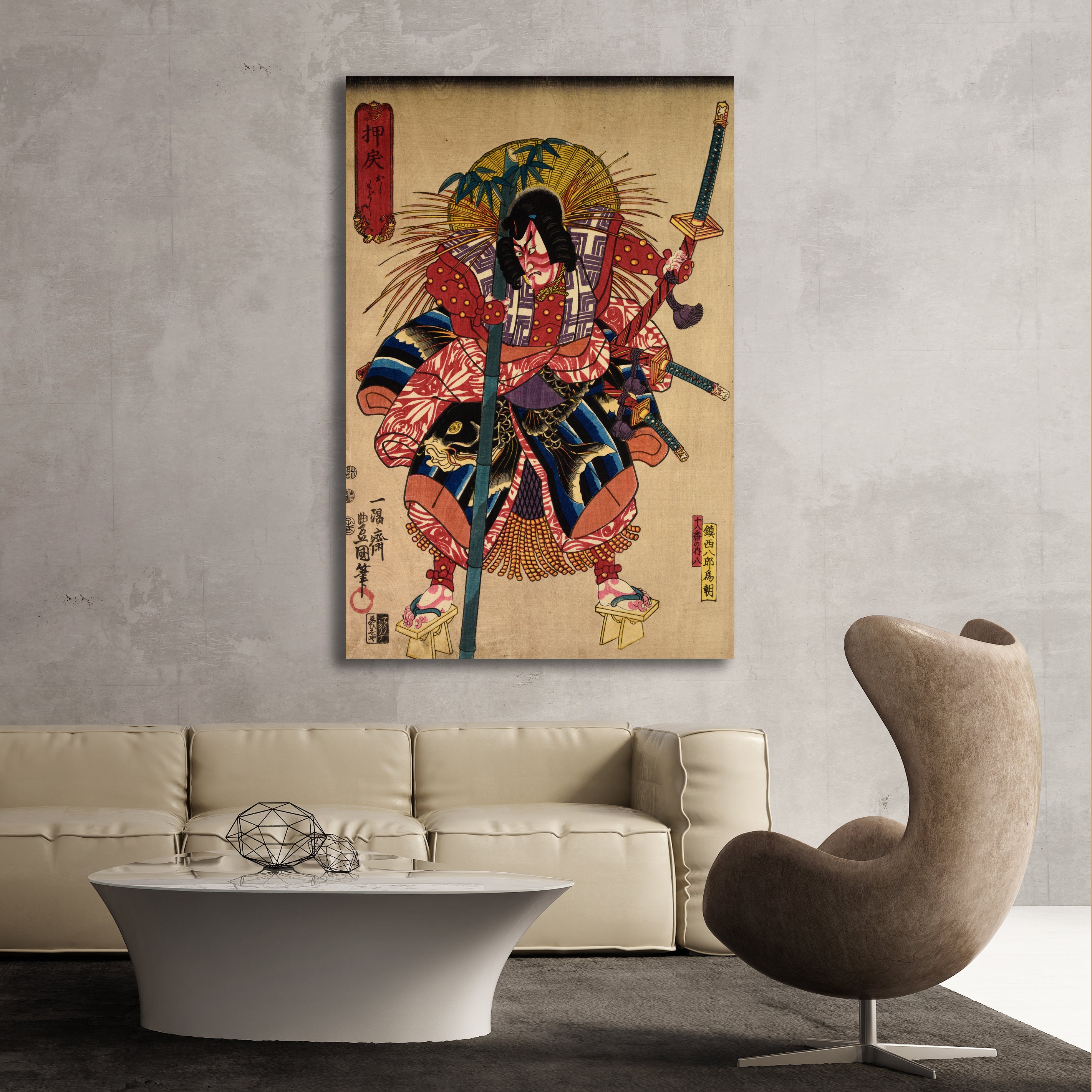 Japanese Fine Art Print of a Samurai Warrior from an Old