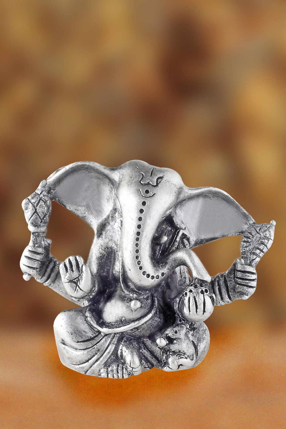 Silver Ganesha Murti for Car Dashboard , Home & Office Pure 925 Solid