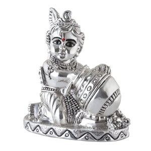 Lord Krishna Bal Gopal God Idol Pure Silver 999 Statue, for Puja  & Home Decor { NET WT 55-60 GMS Pure Silver}