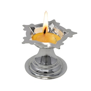 Sterling Silver Diya/Deepak for Pooja Diwali PUJA Star Shape DHANTERAS MANDIR
