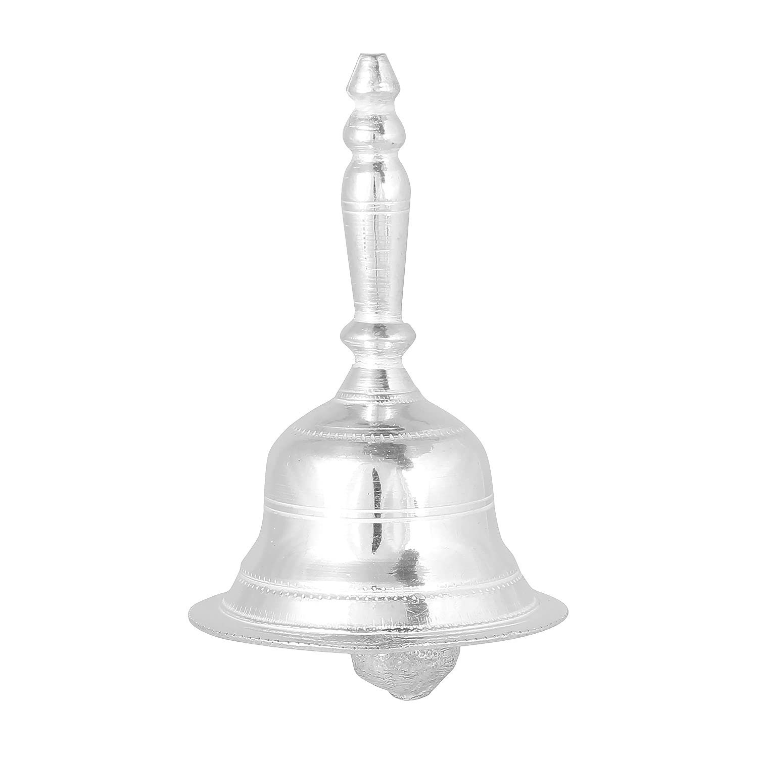 Silver Bell for Pooja - Ghanti - 3.1 inches Height - Medium Size - 1-S92 in  67.000 Grams