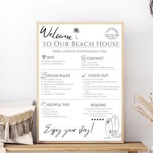 Beach House Host Willkommensschild: WLAN, Hausordnung (Digitaler Download)
