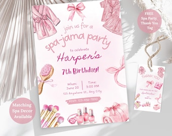 Spa-Jama Party Invitation, Spa Party Invitation, Spa Birthday Invitation, Girls Sleepover Spa Birthday Invite, Spa Party Collection