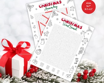 Recherche de mots pour Noël, Jeu de Noël amusant, Jeu de Noël à imprimer, Jeu de Noël pour la famille, Jeu de Noël pour les enfants, Feuille de travail de Noël