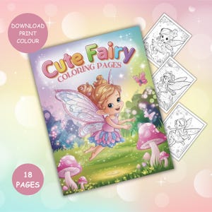 Fairy Coloring, Fairy Coloring Pages, Cute Fairy Girl Coloring Book, Fairy Coloring Books, Fairy Party Favor coloring pages, Forst fairy PDF