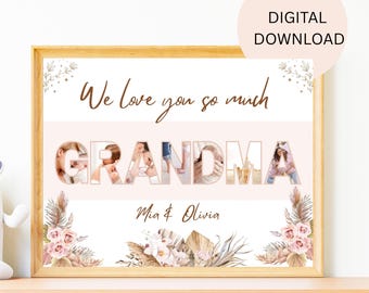 Custom Grandma Photo Collage Template | Mother’s Day Gift | Birthday Gift for Mum | Edit Yourself Canva Download | DIY Printable