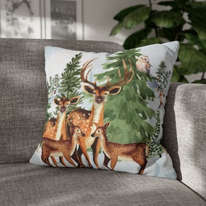 Winter Trees Deer Pillows Covers Woodland Winter Home Decor Forest Tree Pillows Winter Living Room Decor Xmas Gift Ideas Deer Xmas Decor.