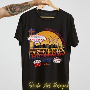Vegas Shirt Custom Family Vacation 2025 T-shirt Retro Personalized Family Reunion Matching Group Tshirts Las Vegas Girls Trip Tee Personal