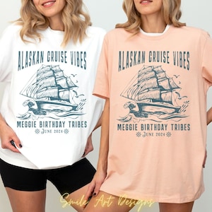 Aangepast cruiseshirt Gepersonaliseerde familiematching T-shirt Alaska Cruise 2025 Groeps-T-shirts Moeder Dochter Verjaardag Cruise Cadeaus voor zus