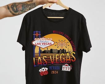 Vegas Shirt Custom Family Vacation 2025 T-shirt Retro Personalized Family Reunion Matching Group Tshirts Las Vegas Girls Trip Tee Personal