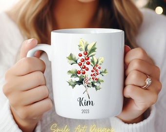 Custom Birth Flower Mug Personalized Name Coffee Cup Custom Birthday Gift For Mom, Grandma Gift Best Friend Bridal Party Gift Coworker Gift.