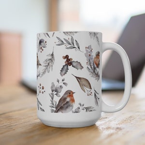 Winter Birds Coffee Cup Cute Gift For Her/ Cute Winter Coffee Mug/Cute Christmas Gift Coffee Mug For Home.