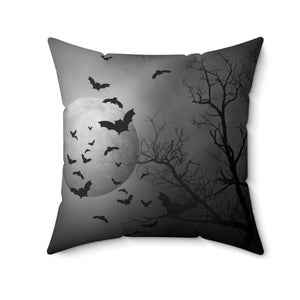 Halloween Scene Bat Throw Pillows And Pillow Covers Spooky Halloween Pillows, Halloween Scen Home Decor Square Pillows.
