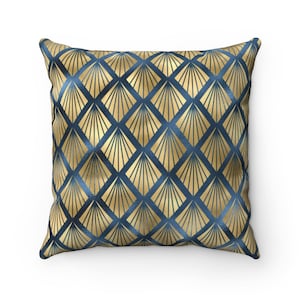 Blue And Gold Decorative Pillows, Throw Decorative Pillows For Home Decor, Navy Decorative Pillows For Living Room