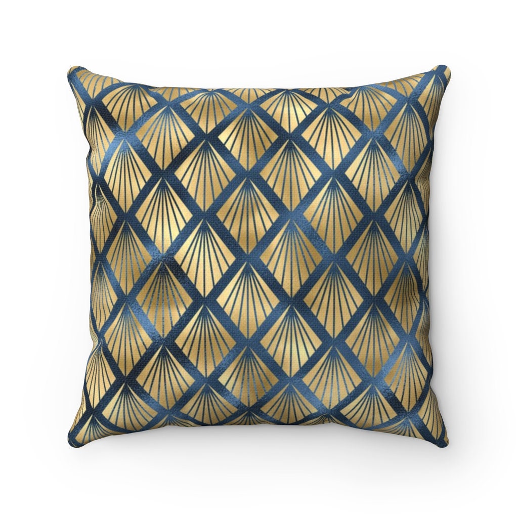 Blue and Gold Decorative Pillows Throw Decorative Pillows for Home Decor Navy Decorative Pillows for Living Room Etsy Canada