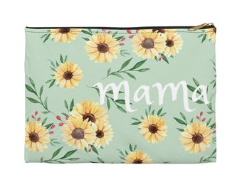 Mama Schminktasche Sonnenblumen Schminktasche Geschenk für Mama Muttertagsgeschenk Niedliche Reise Make-up Tasche für Mama Geburtstagsgeschenk Kosmetiktasche Weihnachtsgeschenk