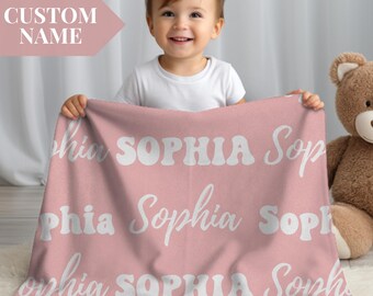 Custom Baby Blanket Personalized Crib Pink Baby Girl Blanket Newborn Pink Bedding Personalized Baby Shower Gift Custom Baptism Gift Nursery