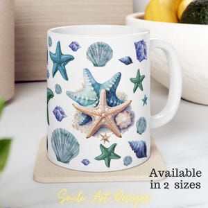 Seashells Mug Ocean Lover Gift Beach House Decor Nautical Kitchenware Summer Coffee Cup Birthday Gift for Her Gift Ideas Airbnb Tropical.