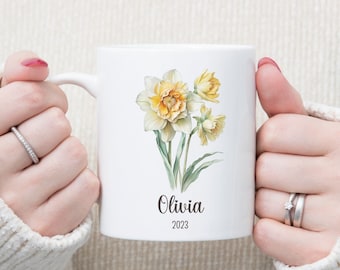 Bridesmaid Mug Custom Birth Flower Gift Mug Personalized Name Coffee Cup Custom Bridesmaids Gift for Maid Of Honor Gift Bridal Proposal Gift