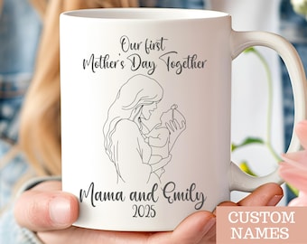 First Mothers Day Gift from Baby Personalized Mug with Names Custom Coffee Cup for First Time Mom