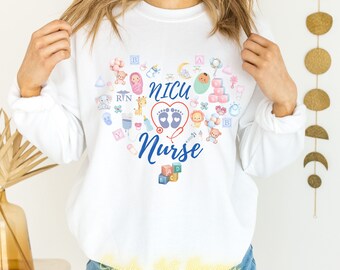 NICU Nurse Sweatshirt Cozy Cotton-Blend Crewneck
