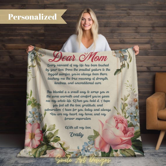 Letter to My Mom Blanket Personalized Unique Gift for Mom Floral