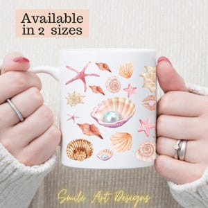 Seashells Mug Ocean Lover Gift Beach House Decor Summer Vibes Coffee Cup Nautical Kitchenware Perfect Birthday Gift for Her Gift Ideas.