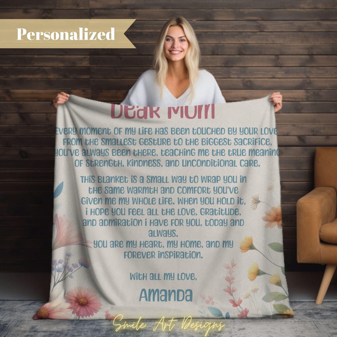 Letter to My Mom Blanket Personalized Unique Gift for Mom Floral ...