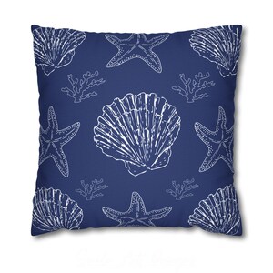 Seashell Pillow Case Coastal Home Decor Beach House Throw Pillow Cover Nautical Bedroom Accent Ocean Theme Throw Cushion Pastel Gift Ideas.