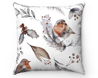Winter Vogels Neutrale Kleuren Decoratieve Kussenslopen en Kussens Voor Winter Home Decor Woonkamer Kussens Bird Watcher Gift.