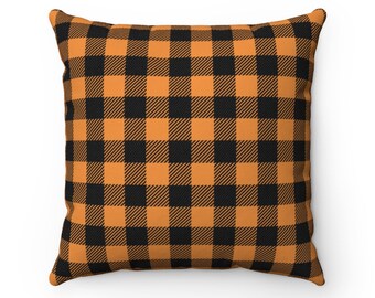 Fall Pillows Black Orange Gingham Throw Pillow Plaid Pillow Case Halloween Fall Home Décor Living Room Couch Pillow Bedroom Gift For Home