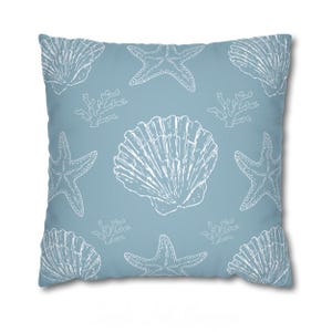 Seashell Pillow Case Coastal Home Decor Beach House Throw Pillow Cover Nautical Bedroom Accent Ocean Theme Throw Cushion Pastel Gift Ideas.