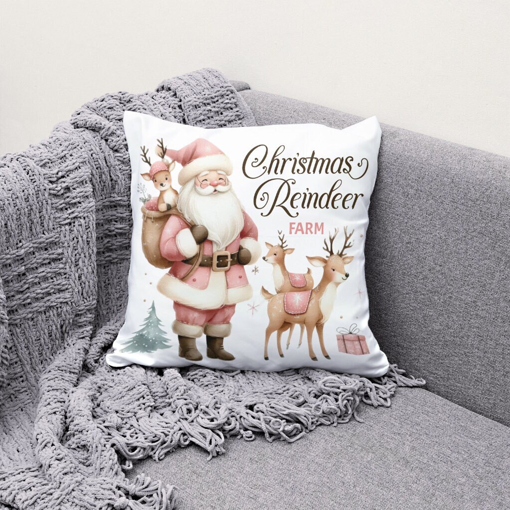 Pink Christmas Pillow for Living Room Pillow Covers Santa Christmas…