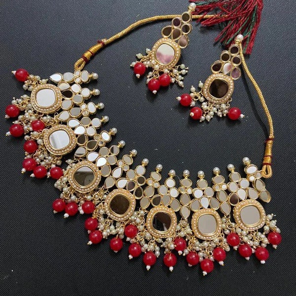 Mirror Indian necklace set Indian necklace set for sale Mirror choker necklace set