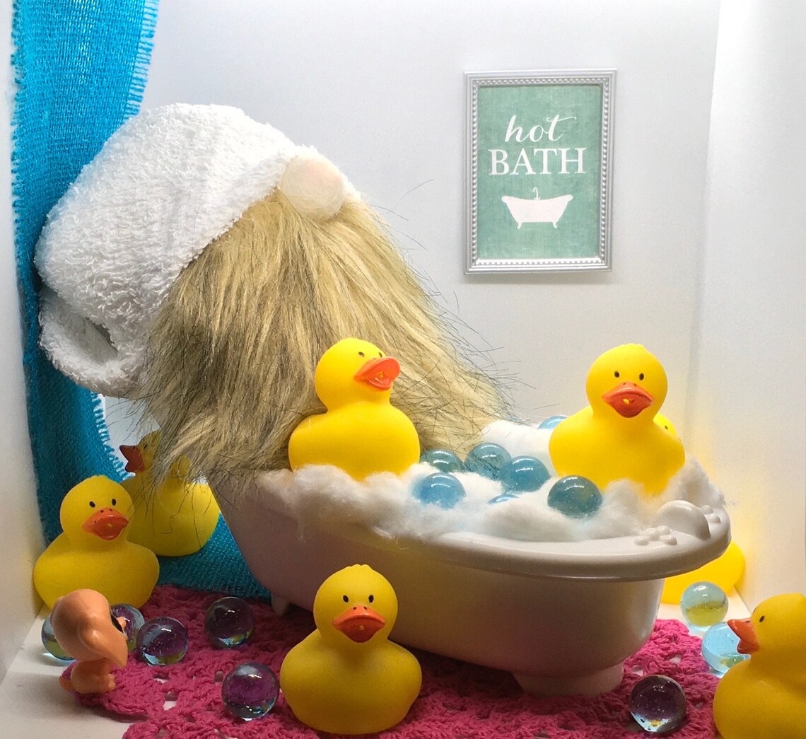 Gnome in a Tub Bathroom Decor Home Decor Bathtub Gnome Etsy
