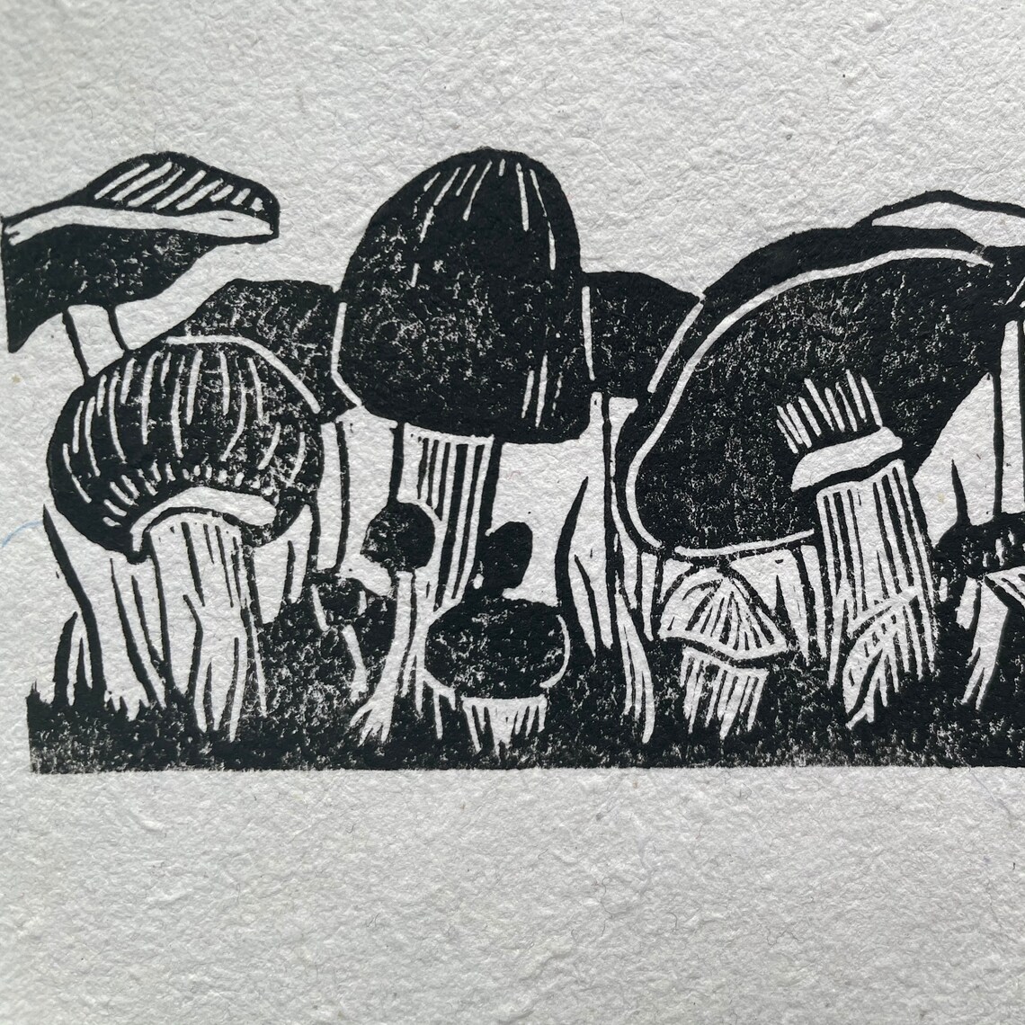 Fungi Linoleum / Linocut Print on Paper of Mushrooms Etsy
