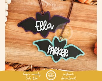 Archivo SVG de etiqueta de cesta de murciélago, etiqueta láser de Halloween 3D de murciélago, SVG de Halloween, archivo láser de Halloween, etiqueta de cesta de murciélago, uso comercial gratuito
