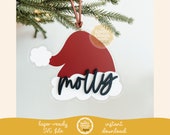 Santa Hat Stocking Tag SVG File, Christmas Tag Laser File, Christmas Ornament Laser SVG, Christmas Laser File, Free Commercial Use