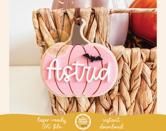 Archivo SVG de etiqueta de cesta de calabaza Boo, archivo láser de etiqueta de Halloween, SVG de Halloween, archivo láser de Halloween, SVG de etiqueta de cesta Boo, uso comercial gratuito