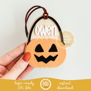 Candy Bucket Boo Basket Tag SVG File, Halloween Tag Laser File, Halloween SVG, Halloween Laser File, Boo Basket Tag SVG, Free Commercial Use