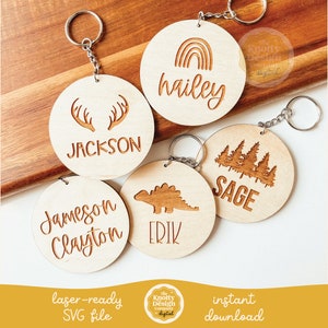 Backpack Tag Laser SVG File, Back To School SVG, Kid&#39;s Bag Tag Laser File, Wood Keychain SVG, Back To School Laser File, Free Commercial Use