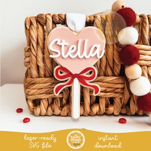 Herz Sucker Valentinstag Tag Laser-Datei, Valentinstag Tag SVG, Valentinstag Laser-Datei, Kokette Schleife Tag SVG, kommerzielle Nutzung