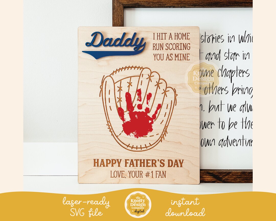 Father's Day Handprint Sign SVG, Father's Day SVG, Baseball Handprint ...