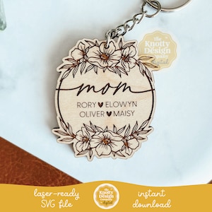 Mom Keychain Laser File, Mother&#39;s Day Keychain SVG, Keychain Laser File, Keychain SVG File, Laser Engraving SVG, Free Commercial Use