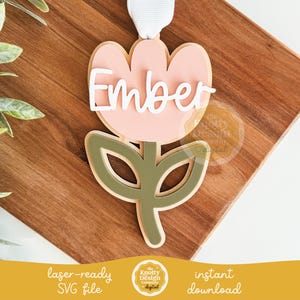 Fichier SVG étiquette de panier de Pâques tulipe, fichier laser d'étiquette de fleur de Pâques, Pâques SVG, fichier laser de Pâques, étiquette de panier de Pâques SVG, usage commercial gratuit