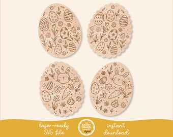 Easter Egg Basket Tag SVG, Easter Egg Tag Met Patroon Laserbestand, Pasen SVG, Pasen Laserbestand, Easter Basket Tag SVG, Gratis Commercieel Gebruik