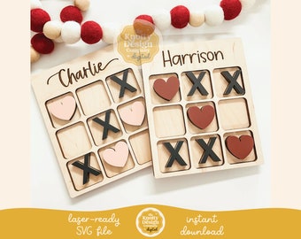 Valentine's Day Tic Tac Toe Laser File, Valentine's Day SVG, Valentine's Day Laser File, Valentine SVG, Laser Cut File, Free Commercial Use