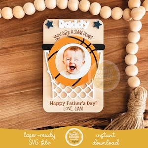 Aimant de cadre photo fête des pères SVG, aimant photo fête des pères SVG, fichier svg aimant, fichier laser fête des pères, aimant de basket-ball SVG