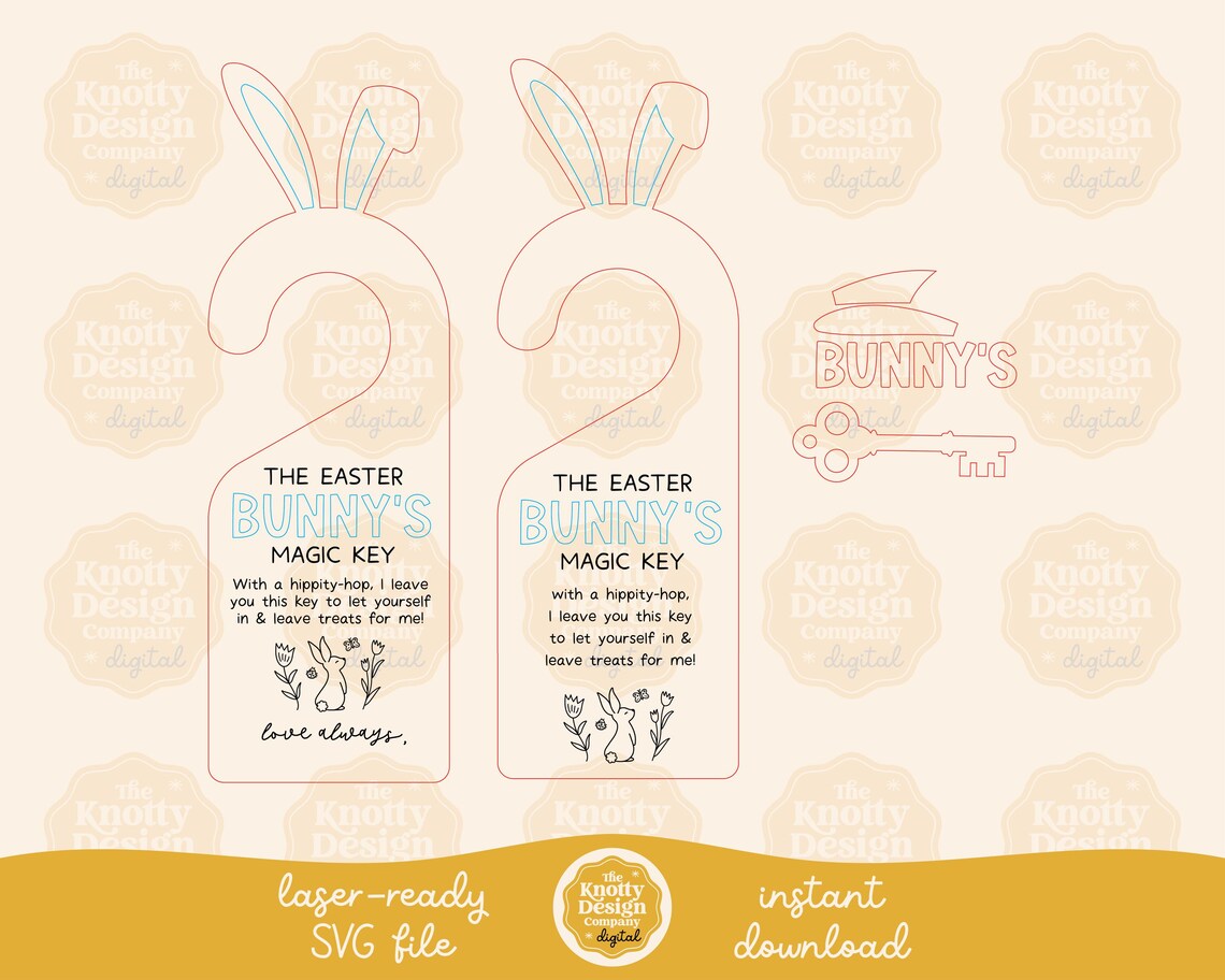 Easter Rabbit Key Svg Easter Bunny Door Hanger Laser SVG, Easter Bunny Key Door Sign SVG ...